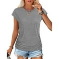 thumbnail image 2 of Pink Tops For Women Going Out, Short Sleeve T Shirts Round Neck Cute Tunic Tops Basic Tees Blouses Loose Fit Pullover Summer Tops Dress Shirts Womens Spring Tops Tunic (S, Gray) ZMTing, 2 of 4