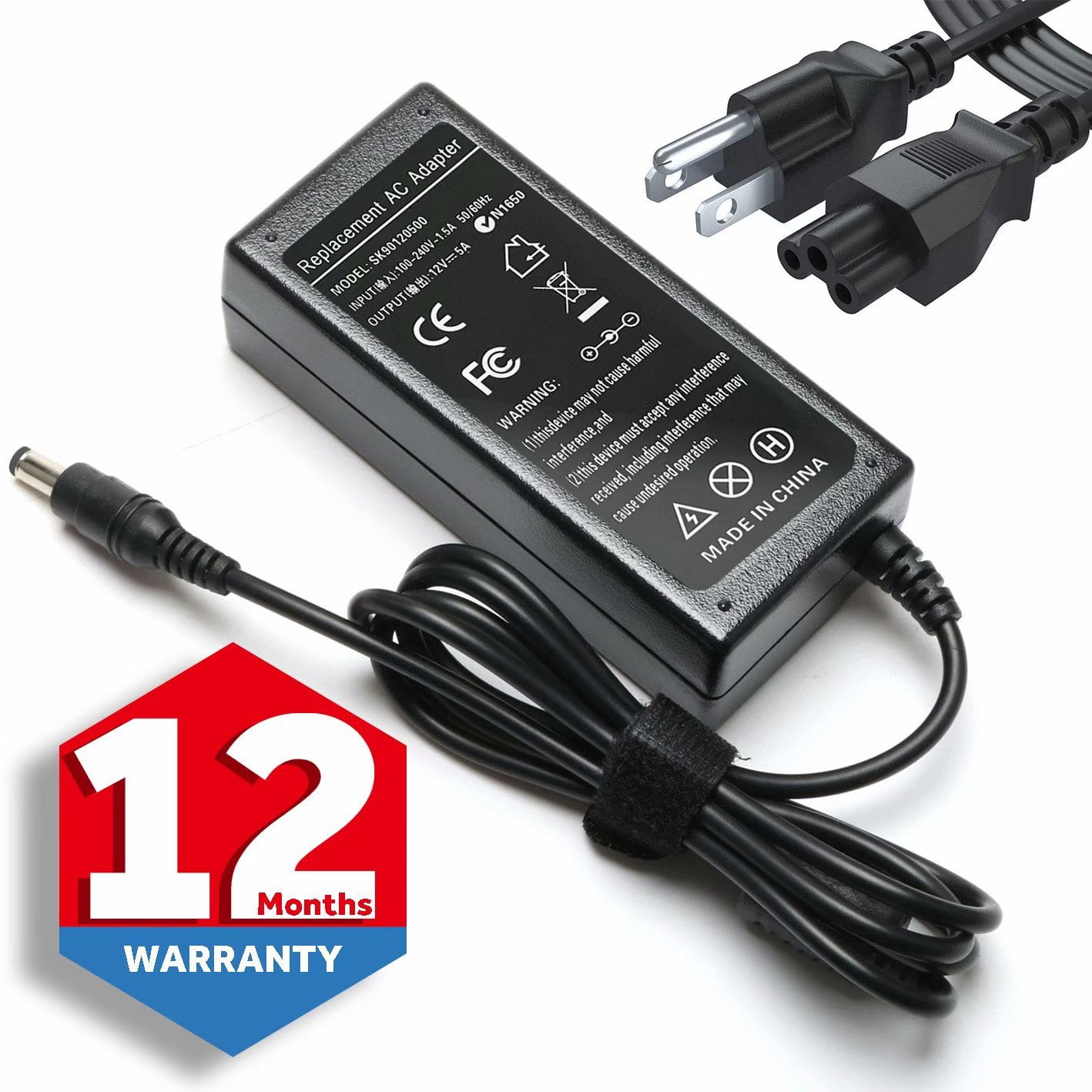 12 Volt 5 Amp (60W 12V 5A) LCD Monitor Computer DC AC Charger Power Supply Cord 60W for Benq Hp Acer CTX Megavision Planar Sony Princeton Slimage - Walmart.com