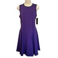 thumbnail image 2 of Lauren Ralph Lauren Womens Ponte Faux Leather Trim Wear To Work Dress Purple S, 2 of 4