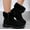 Black, variant on Women's Beige Suede Ankle Boots with Faux Fur Cuff - Warm & Stylish Winter Footwear