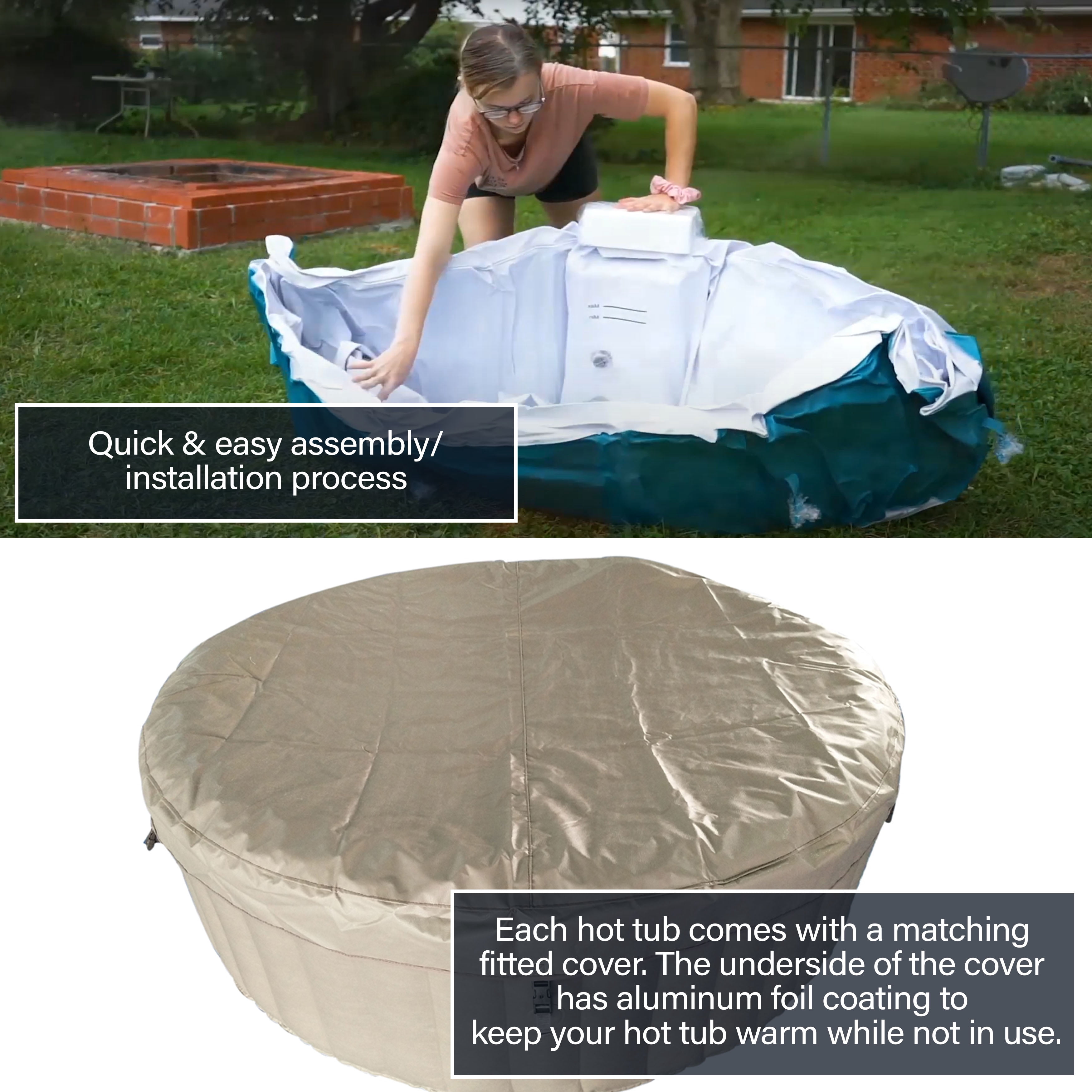 ALEKO Bubble Jet Inflatable Outdoor Hot Tub Spa for 6, Brown