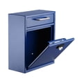 thumbnail image 2 of AdirOffice Steel Wall Mountable Large Mail/File Box w/Key & Combination Lock, Blue, 2 of 3