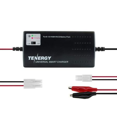 Tenergy Universal RC Battery Charger for NiMH/NiCd 6V-12V Battery Packs, Fast Charger for RC Car, Airsoft Batteries, Compatible with Standard Size Tamiya/Mini Tamiya/Alligator Clips