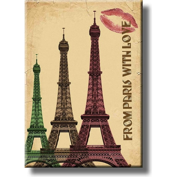 From Paris with Love, Eiffel Tower Picture on Stretched Canvas, Wall Art Decor, Ready to Hang