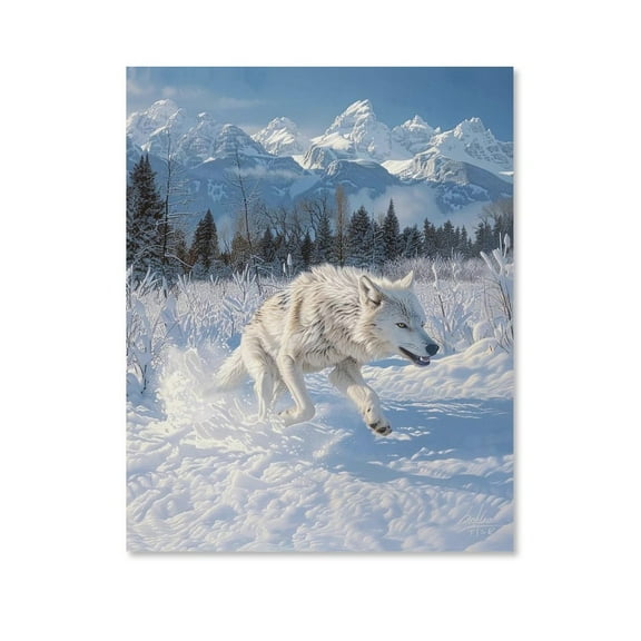 Strange White Wolf,Animals Art Poster Canvas- Perfect for Wall Artrations, Dining Room Decor, Bedroom Art, Wall Decor Living Room, Wall Art, Frameless 8x10inch