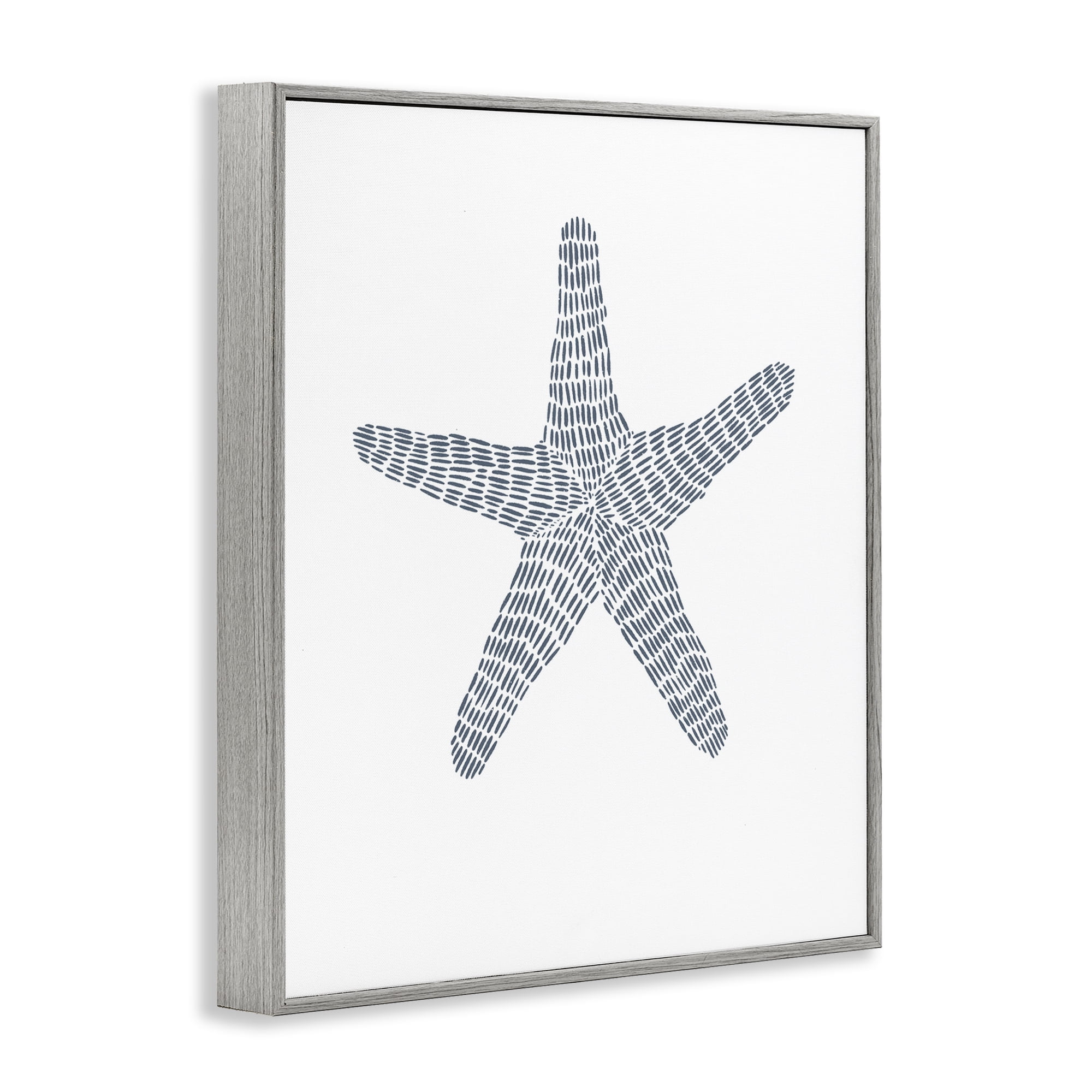 Stupell Industries Minimal Starfish on White Coastal Painting Gray Framed Art Print Wall Art, 24 x 30