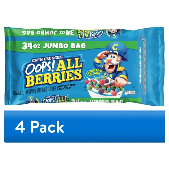 (4 pack) Cap'n Crunch's Oops! All Berries Cereal 34 oz