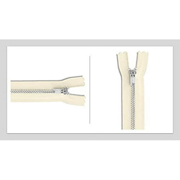 #4.5 Beige Closed Bottom Aluminum Slipcover & Pillow YKK Zipper - Color: Natural #801 - Choose Your Length - Made in The United States (1 Zipper Per Pack) (16" Inches)