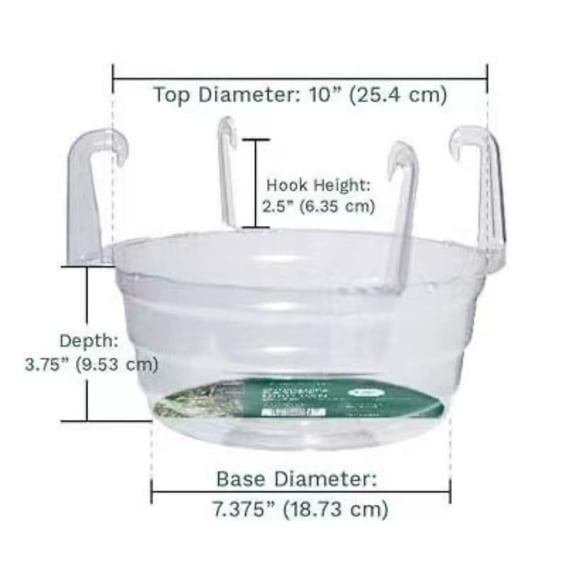 Plastics Hanging Basket Drip Pan, Clear Round Hanging Plant Tray Saucer with Built-in Hooks & Water Catcher for Indoor & Outdoor,1Pcs,10in