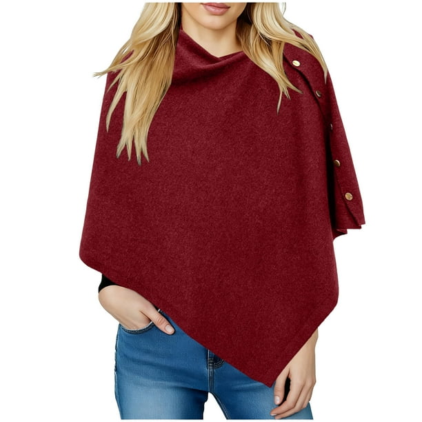 Capa larga con botones para mujer, chal para mujer, chal tejido, cárdigan, capa de lana, tops con hombros descubiertos, chales, bufanda, chal de color liso para mujer, ropa para muñecas