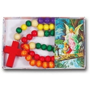 Non Toxic Wooden Kiddie Rosary with 5 Different Colors 21-inch Boxed, Nice Baby, Christening and/or Nursery Gift (011)
