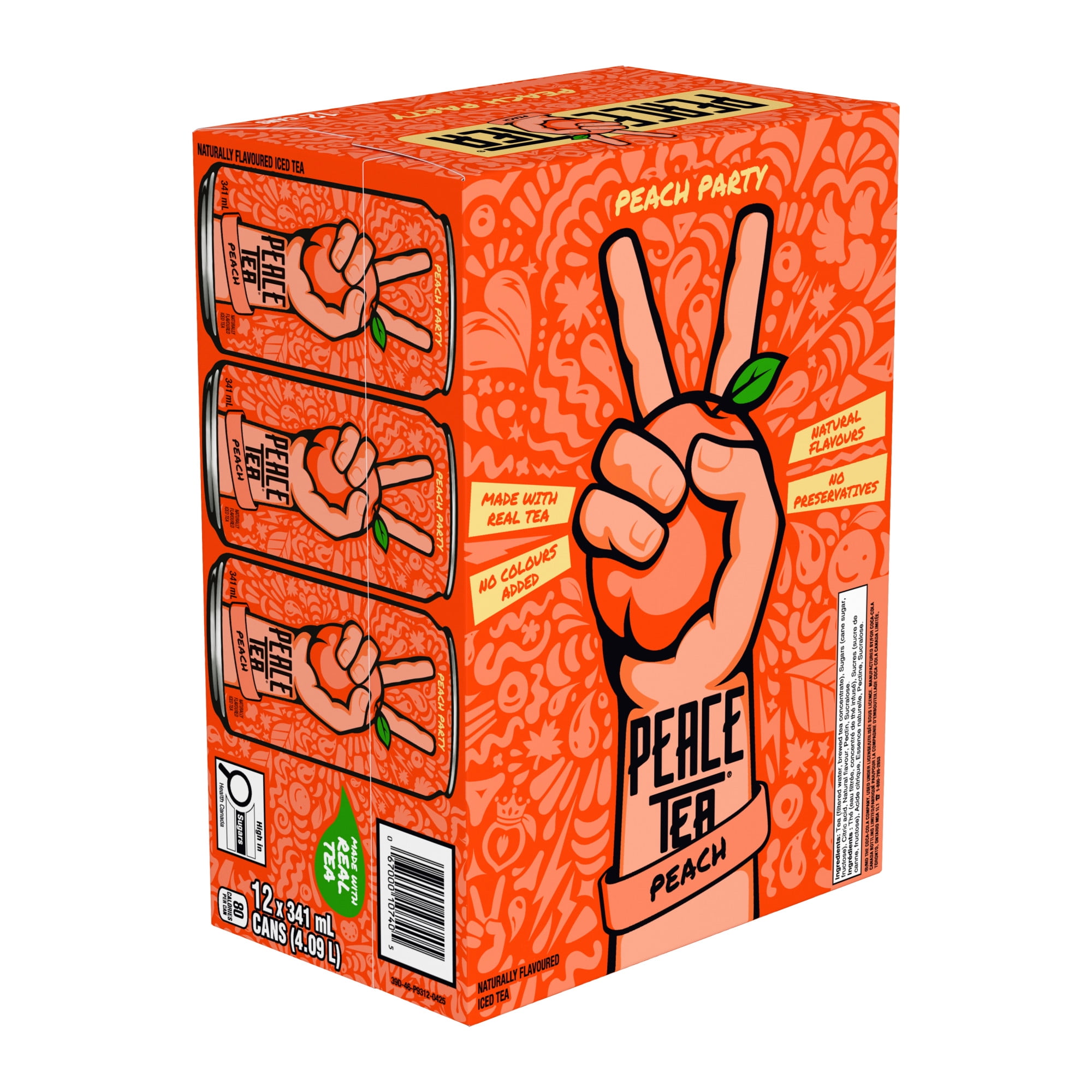 Peace Tea Peach Party Cans, 341 mL, 12 Pack, 12 x 341 mL
