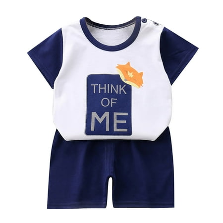 

Infant Baby Boys Girls Summer Fashion Cartoon Print Short Sleeve T-shirt Shorts Casual Simple Home Wear Clothes Set