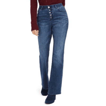 

INC International Concepts Women s High Rise Button Fly Bootcut Jeans Blue Size 16
