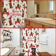 thumbnail image 3 of 4 Pcs Christmas Shower Curtain Sets Stripes Pine Trees Xmas Bathroom Set, Christmas Tree Shower Curtain with 12 Hooks Non Slip Rug Toilet Lid Cover and Bath Mat for Xmas Winter Holiday Supply, 3 of 7