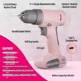 thumbnail image 5 of WORKPRO Pink Cordless Drill Driver Set, 12V Electric Power Drill Tool Kit with 6 Pcs Bits, 3/8-Inch Keyless Chuck, Variable Speed, 18 Touque Setting, Type-C Charge Cable, Led Light, Pink Ribbon, 5 of 9