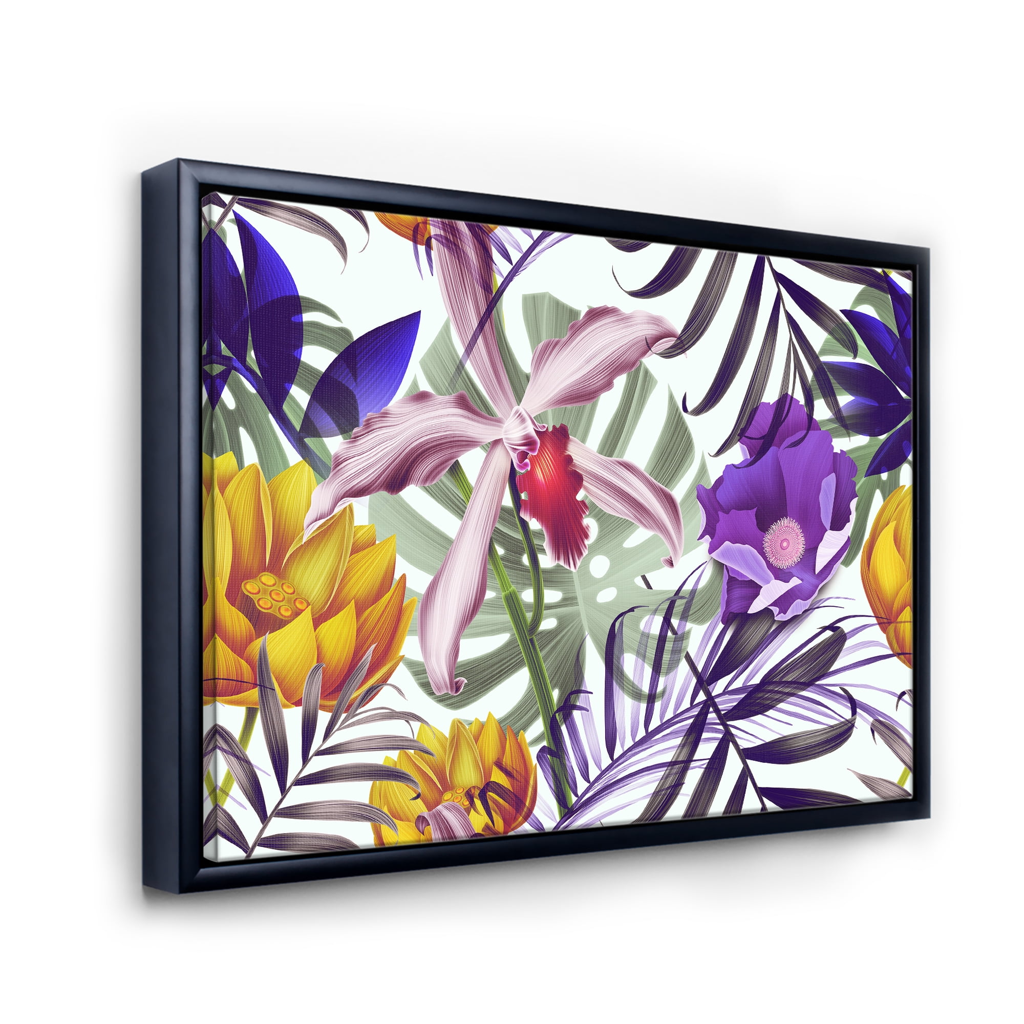 Designart 'VIntage Tropical Flowers IX' Traditional Framed Canvas Wall Art Print
