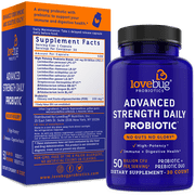 LoveBug Probiotics No Guts No Glory Advanced Strength Daily Probiotic, 30 Count