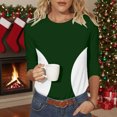 thumbnail image 6 of Ounisa Womens 3/4 Sleeve T Shirts Crew Neck All Over Print Casual Soft Comfy Loose Fit Spring Summer Daily Wear Basic Tops S-2XL, 6 of 6