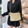 thumbnail image 3 of CHOK Summer Women Ladies Tassels Straw Rattan Weave Shoulder Bag Flap Handbag (Beige), 3 of 9