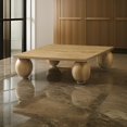 thumbnail image 6 of Benjara Cid Nysa 48 Inch Coffee Table, Square, Brown Solid Rubberwood, 4 Oval Legs, 6 of 6