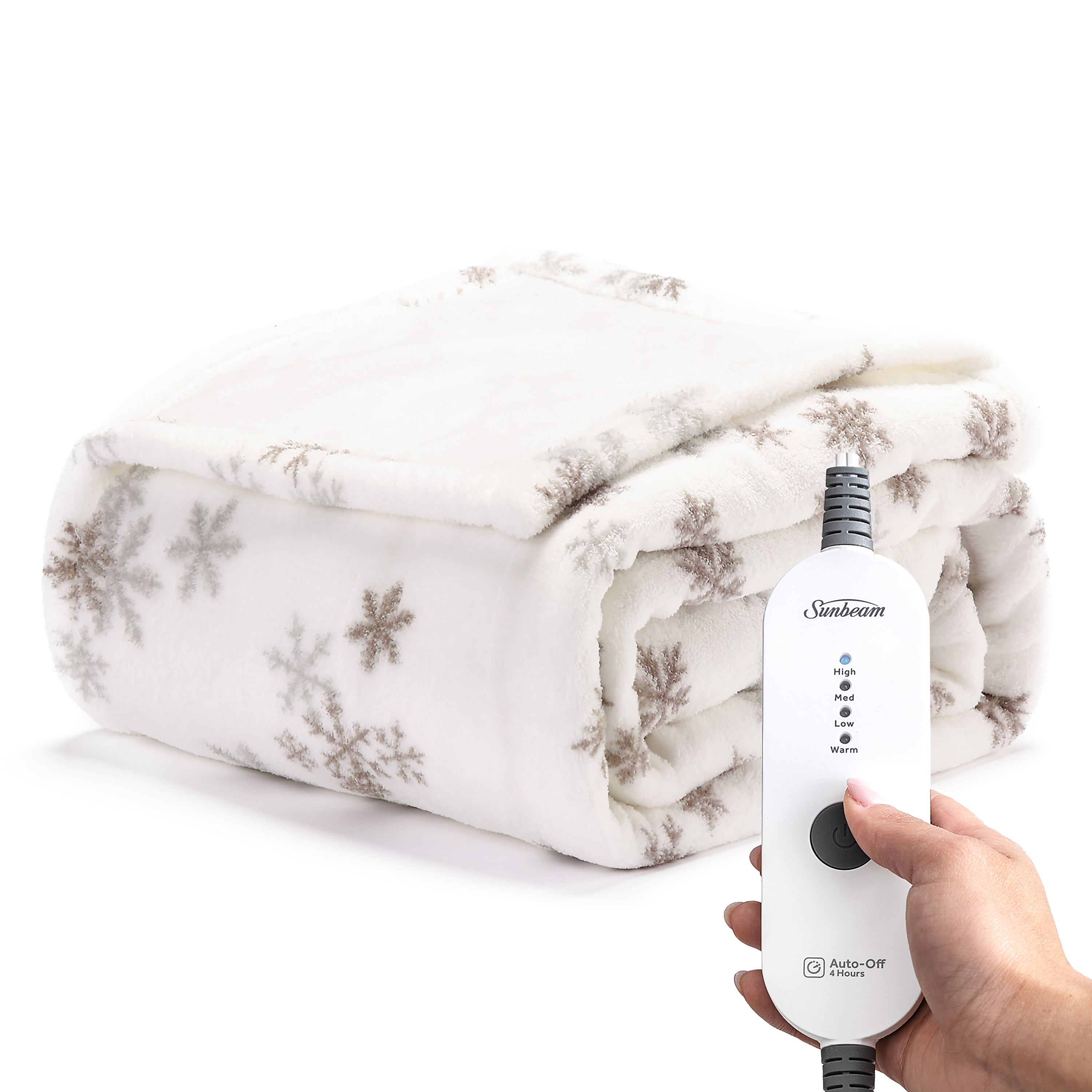 Sunbeam Snow Flakes Foot Pocket Ultralush Heated Throw
