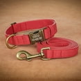 thumbnail image 4 of Pet Artist XS-L Personalized Leather Dog Collar and Leash Set Name Phone Engraved for Pets 8 Colors, 4 of 9