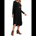 thumbnail image 2 of Vestido Informal Holgado de Cuello Redondo y Larga para Mujer, con Bolsillos Inclinados y Dobladillo Curvo. Negro XXL, 2 of 9