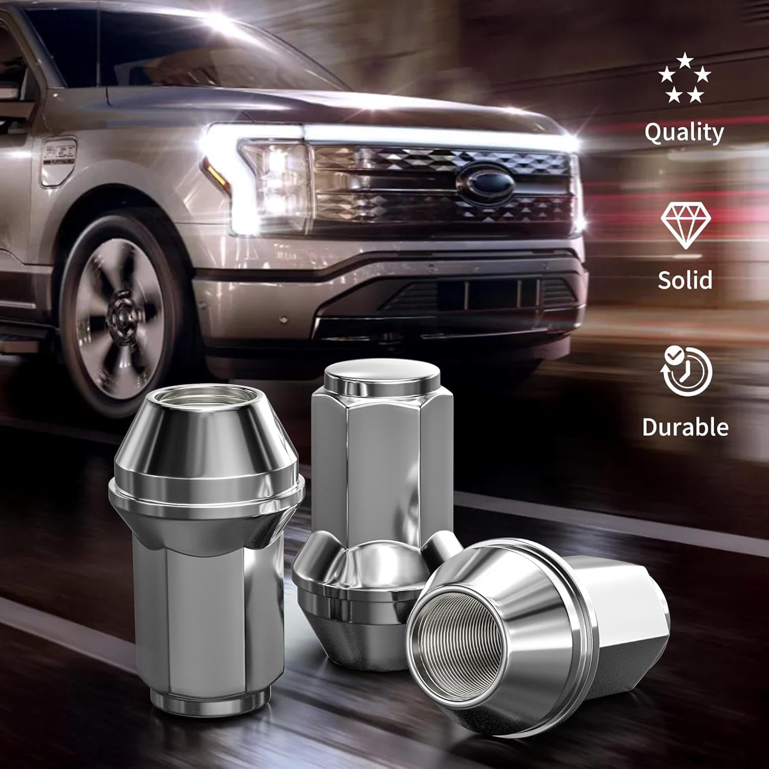 Richeer 24pcs M14x2 OEM Factory Style Lug Nuts for 2004-2014 F150 Expedition Lincoln Navigator One-Piece Large Acorn Seat Wheel Lug Nuts, 13/16” (21mm) Hex Replacement OE 4L3Z1012A 7L1Z1012A