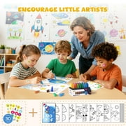 Jupitearth 24 Ct Non-Toxic Washable Rocket Crayons for Toddlers, Easy-to-Hold Gifts & Mess-Free Art Supplies for Little Hands,Back to School Supplies
