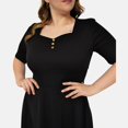 thumbnail image 3 of Vestido línea A Roman Fashion modelo 4278 negro Talla extra 42, 3 of 6