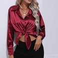 thumbnail image 4 of Pompotops Cardigan d'Été pour Femme Aguichant à Col Rabattu Hauts Décontractés Coupe Régulière Uni Blouse à Manches Longues Hauts Liquidation, 4 of 6