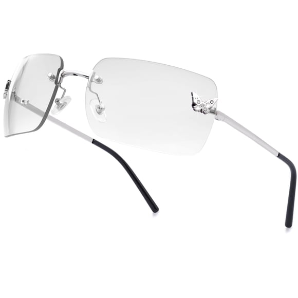 Gafas de sol knliwkm Rectángulo sin montura Y2k Fashion UV400