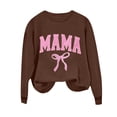 thumbnail image 4 of Women's Mama Graphic Crewneck Oversized Sweatshirt - Long Sleeve Fleece Bow Print Fall Winter Tops, 4 of 5