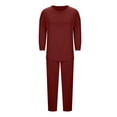 thumbnail image 6 of Mifsaly Soft Pajama Set for Women Crewneck 3/4 Sleeve Tops and Relaxed Fit Pants with Pockets Breathable Comfy Casual Pajamas Sleepwear Wine,S, 6 of 8