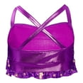 thumbnail image 3 of iixpin Kids Girls Hip Hop Dance Shirt Sparkle Sequins Sleeveless Halter Crisscross Back Metallic Crop Tops Purple 10, 3 of 6