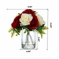 thumbnail image 4 of Enova Home 10 Heads Artificial Silk Rose Flowers in Clear Cylinder Glass Vase with Faux Water (Cream Red), 4 of 4