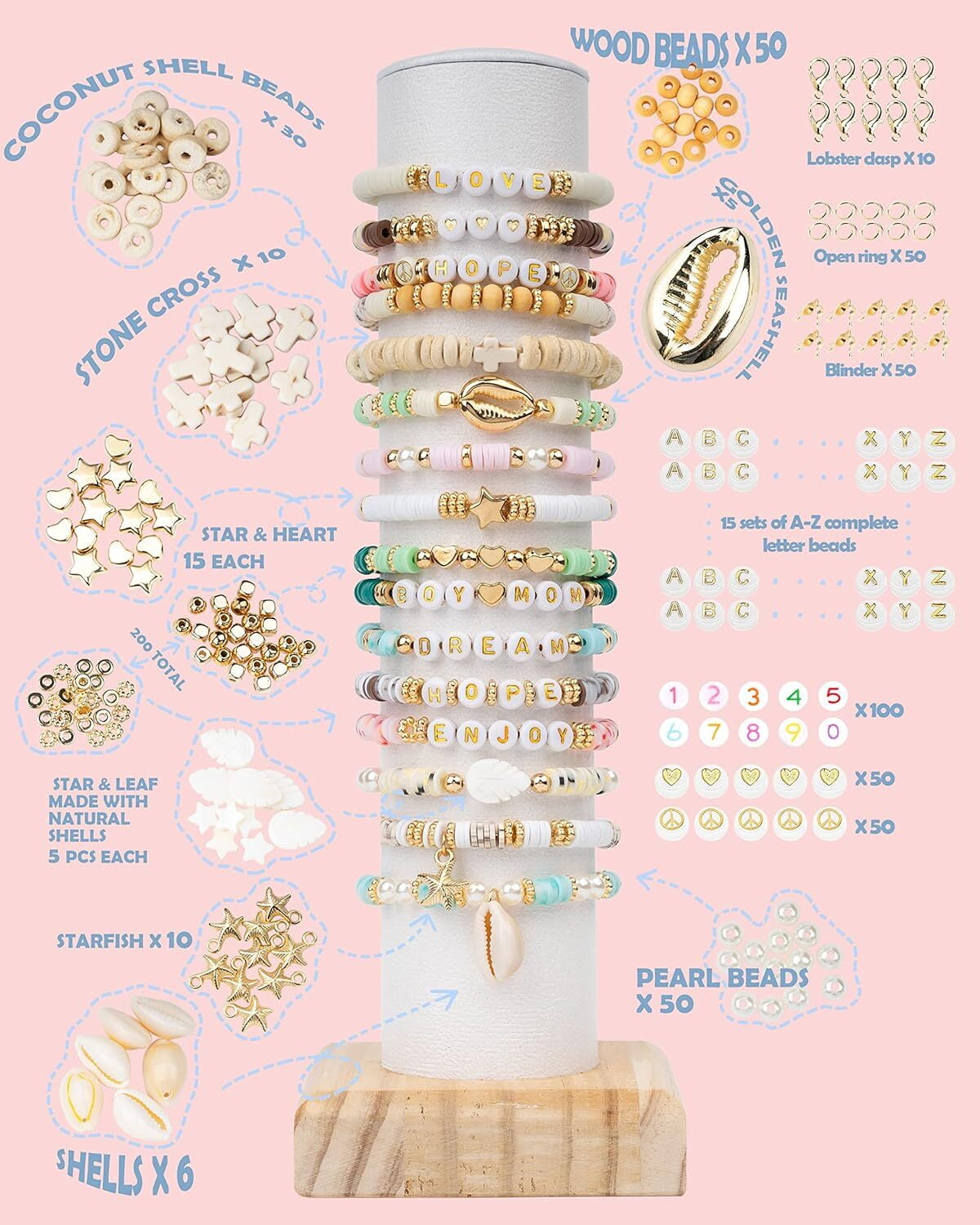 LQQBOX Friendship Bracelet Kit Concert Bracelets, 7200 pcs 24 Colors Bracelet Making Kit Clay Beads with Number Letter Beads Set Birthday Party Merch Gift for Women Kids Teen Crafts Jewelry Making