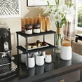 thumbnail image 3 of LEDREM 2-Tier Stackable Kitchen Shelf Organizer – Adjustable Countertop Storage for Spices, Utensils & Cookbooks，Expandable Metal，Wood Design， Black, 3 of 6