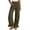 Army Green——Back to School Outfits for Women, variant on Womens Wide Leg Pants Elastic Waist Cotton Linen Trousers Ruffled Hem Smocked Pant with Pockets White M