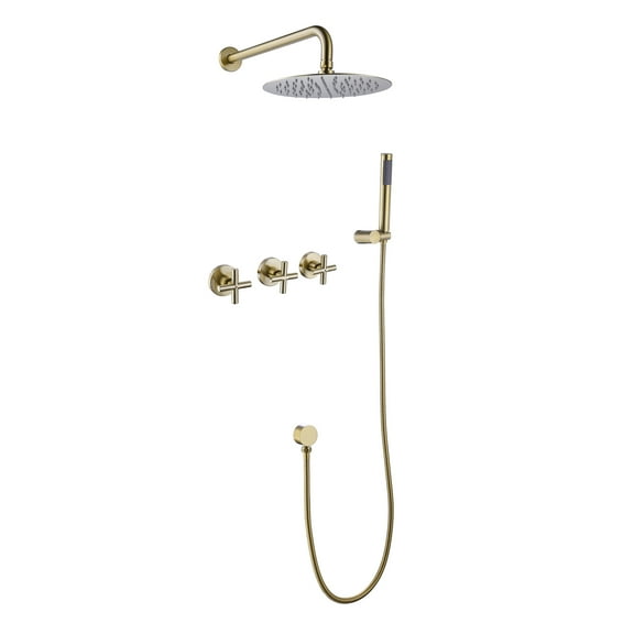 Three Cross Handles Shower Kit, Complete Shower System with Rough-in Valve