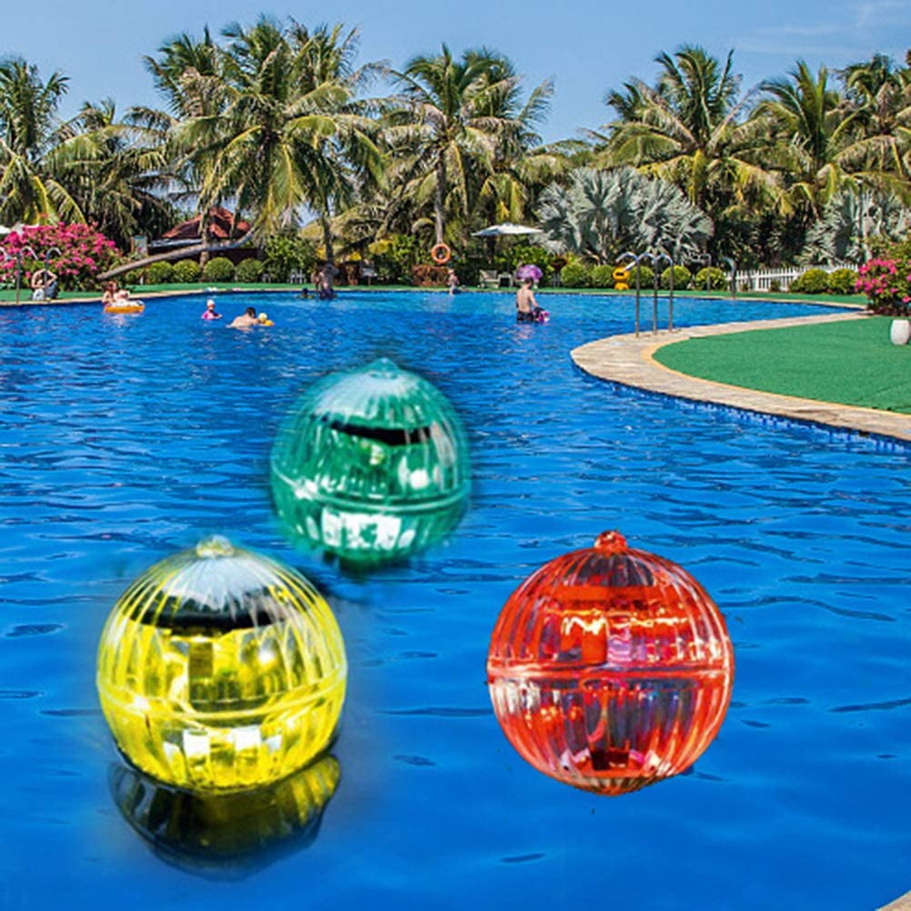Wedding Outdoor Party Decor Water Lights Color Changing 7 Colors Floating Pool Lights Solar Powered Colored Waterproof Ball Light for for Inground/Above Ground Pools Fountain at Night 