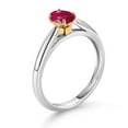 thumbnail image 3 of Gem Stone King 0.60 Ct Oval Red Ruby 925 Silver and 10K Yellow Gold Solitaire Engagement Ring (Size 9), 3 of 4