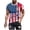 Blue, variant on Mens 4th of July T-Shirt Dark Blue American Flag Distressed Graphic Tee Patriotic Stretch Slim Fit Crew Neck M-XXXXL,Size L