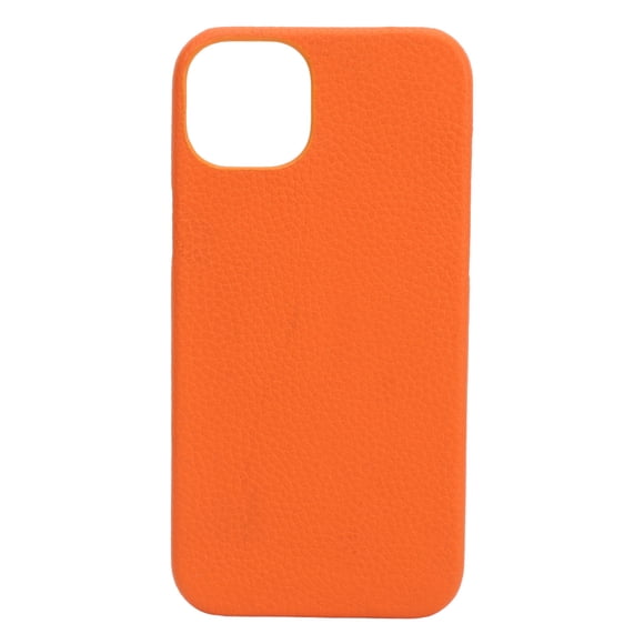 Leather Phone Case Ultra Slim Fingerprint Proof Half Wrap Phone Protective Shell Shock Absorbing Phone Cover for IOS Orange for 14Pro