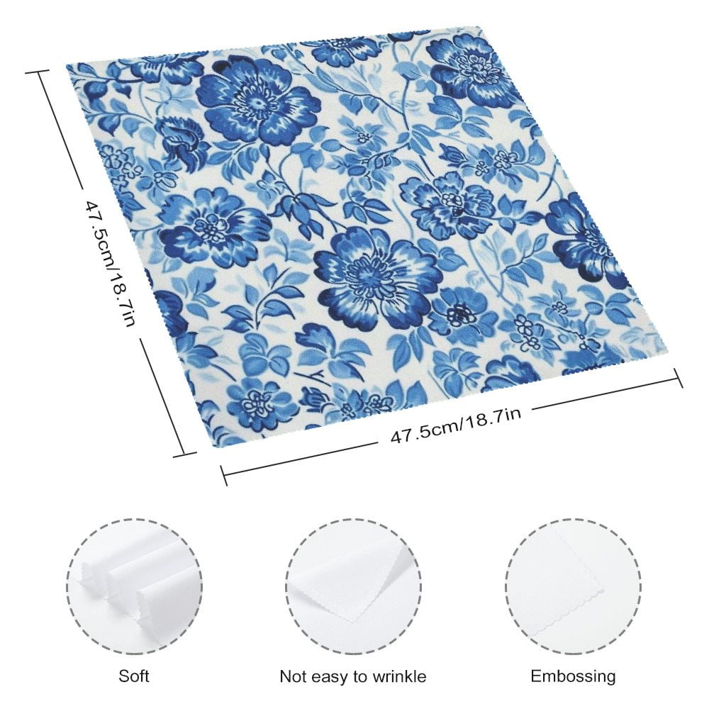 Qinduosi  Blue Floral Luncheon Cloth Napkins Blue and White Flowers Design Lunch Napkins Spring Holiday Wedding Birthday Dinner Baby; Bridal Shower Tableware Party Supplies