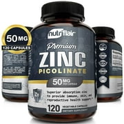 NutriFlair Zinc Supplement for Immune Defense Natural Immunity Booster 120 Capsules