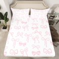 thumbnail image 1 of Erosebridal Princess Bow Fitted Sheet Set Full, Kawaii Ribbon Bedding Full Size, Princess Style Fitted Sheet Full, Lightweight Bedroom Decorative, 3pcs（No Top Sheet）, 1 of 6