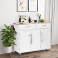 thumbnail image 4 of Costway Carrito de Cocina con Ruedas 2 Cajones 2 Gabinetes Isla de Cocina Rodante Porta Toallas Cuchillos Estante Ajustable para Comedor, 4 of 10
