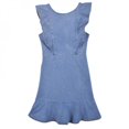 thumbnail image 1 of Robe d'Été à Volants Cou Sans Manches Robe Denim Extensible Femmes Mode Mini Robe Bleu M, 1 of 5